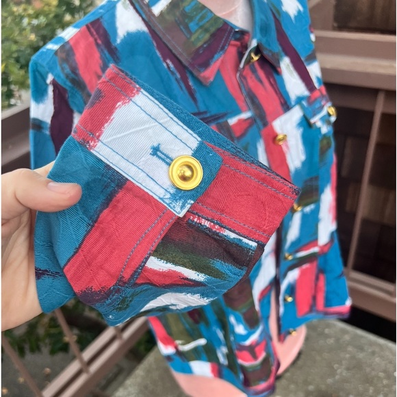 π΅ Drapers & Damons jean jacket colorful color block art like new 1X - Picture 7 of 11